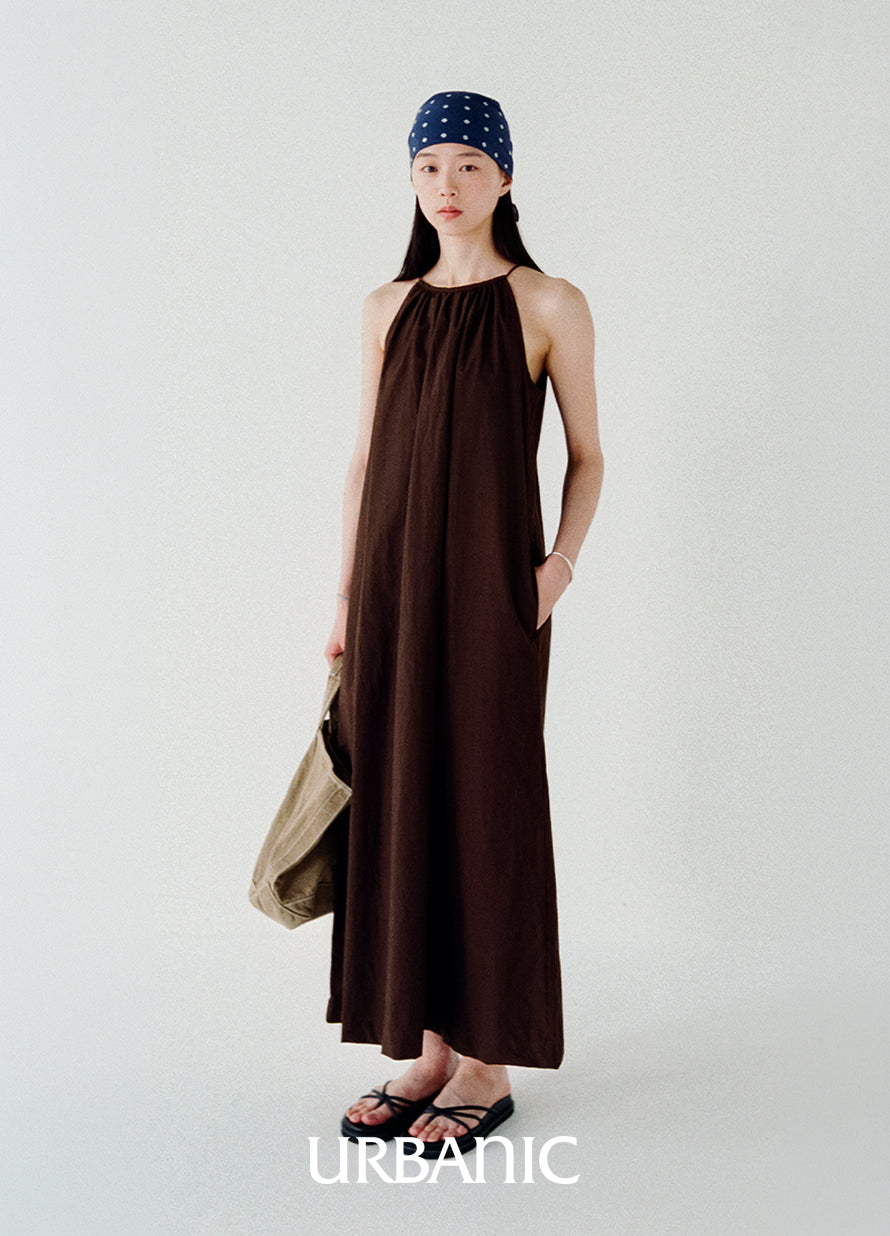 Antibes Halter Dress (Brown)