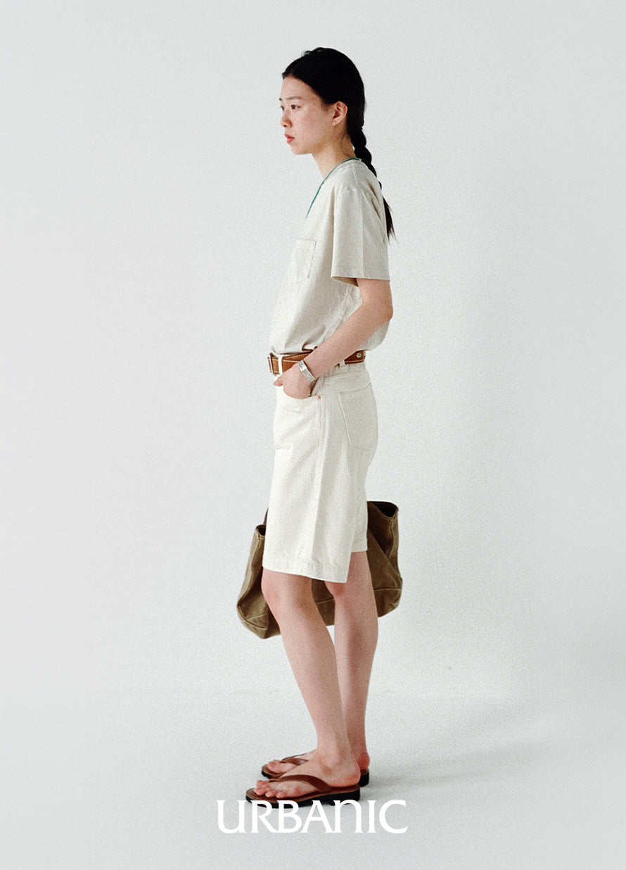 Ecru 5 Pocket Shorts