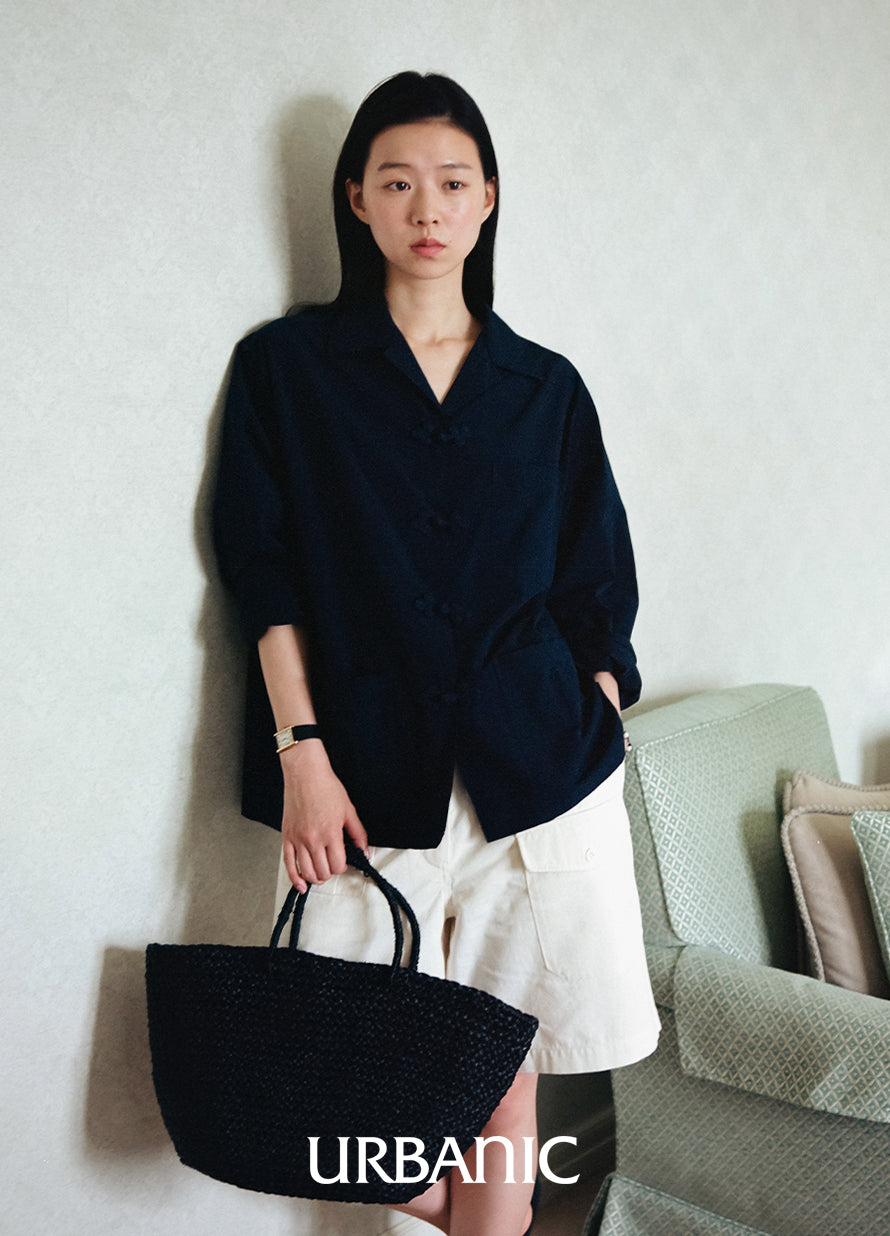 Frog Button Shirt (Navy)