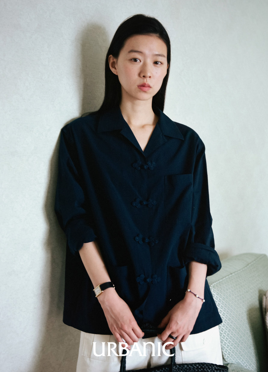 Frog Button Shirt (Navy)