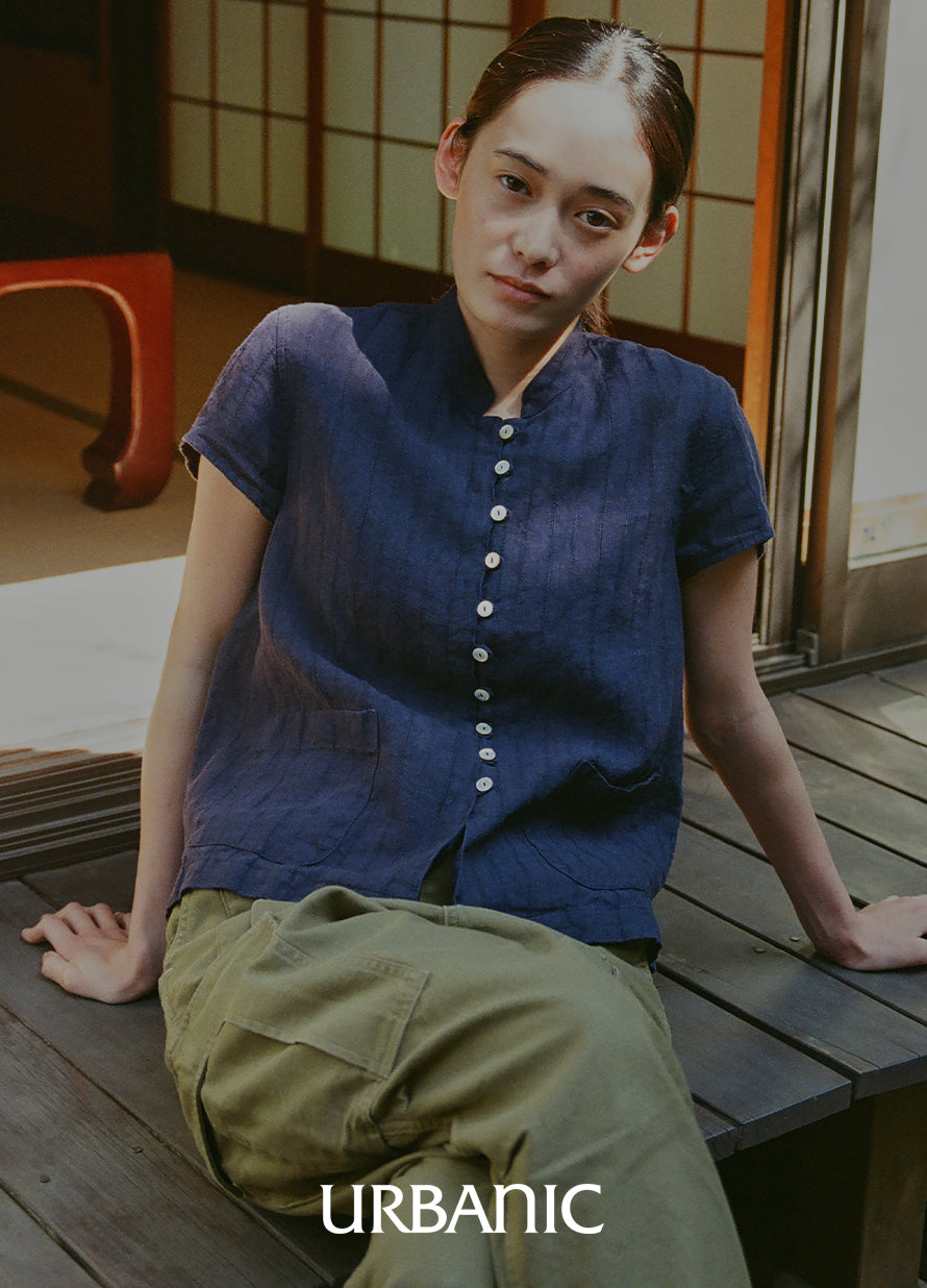Mandarin Linen Blouse