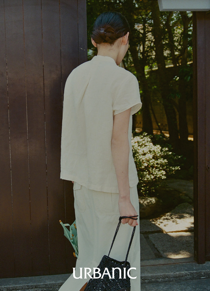 Mandarin Linen Blouse