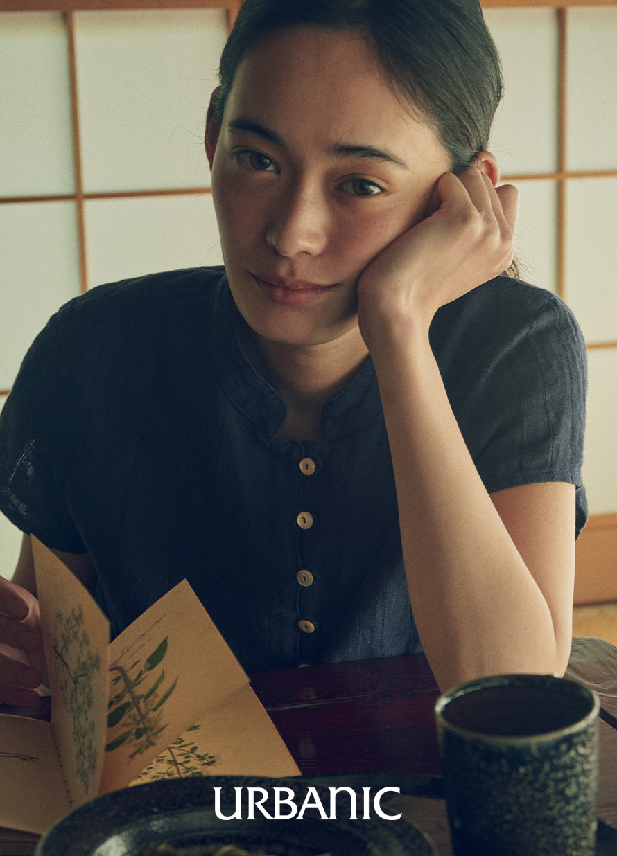 Mandarin Linen Blouse