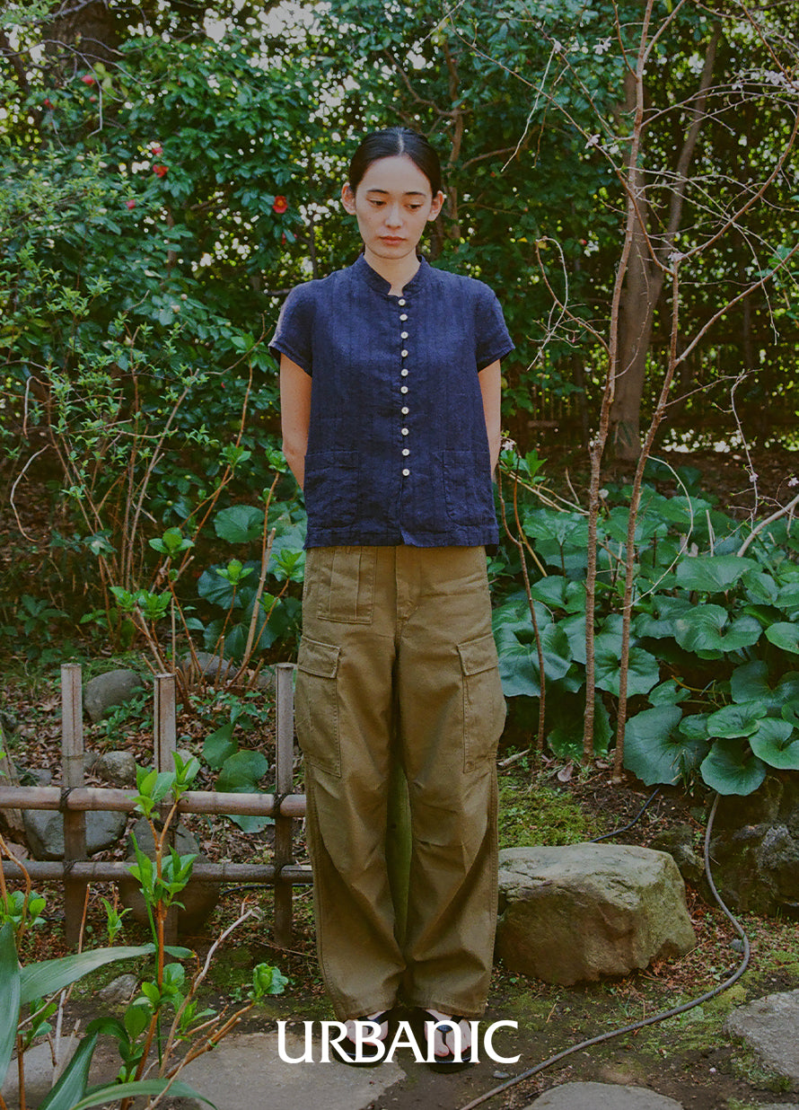 Mandarin Linen Blouse