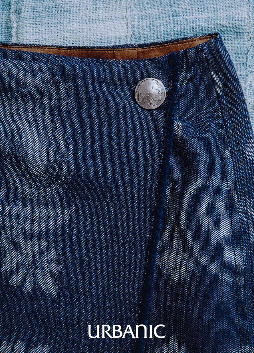 Indigo Paisley Wrap Skirt