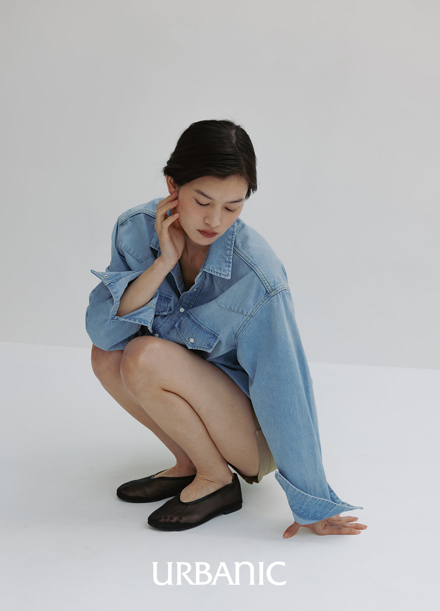 Western Denim Shirt (Light Blue)