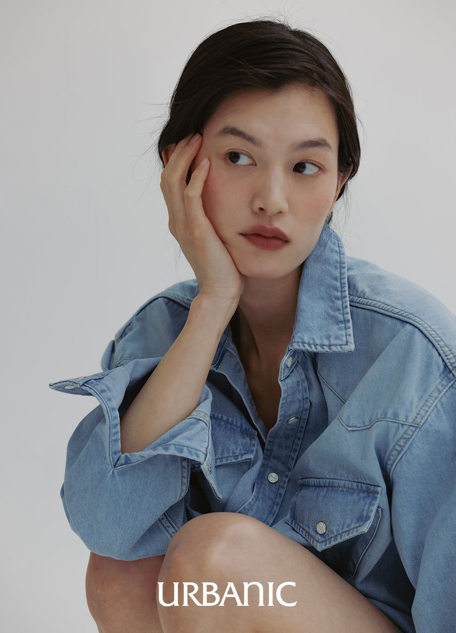 Western Denim Shirt (Light Blue)
