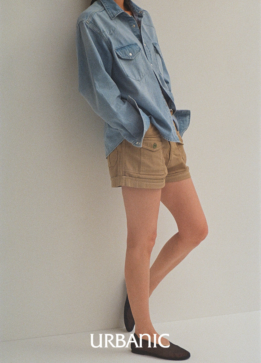 Western Denim Shirt (Light Blue)