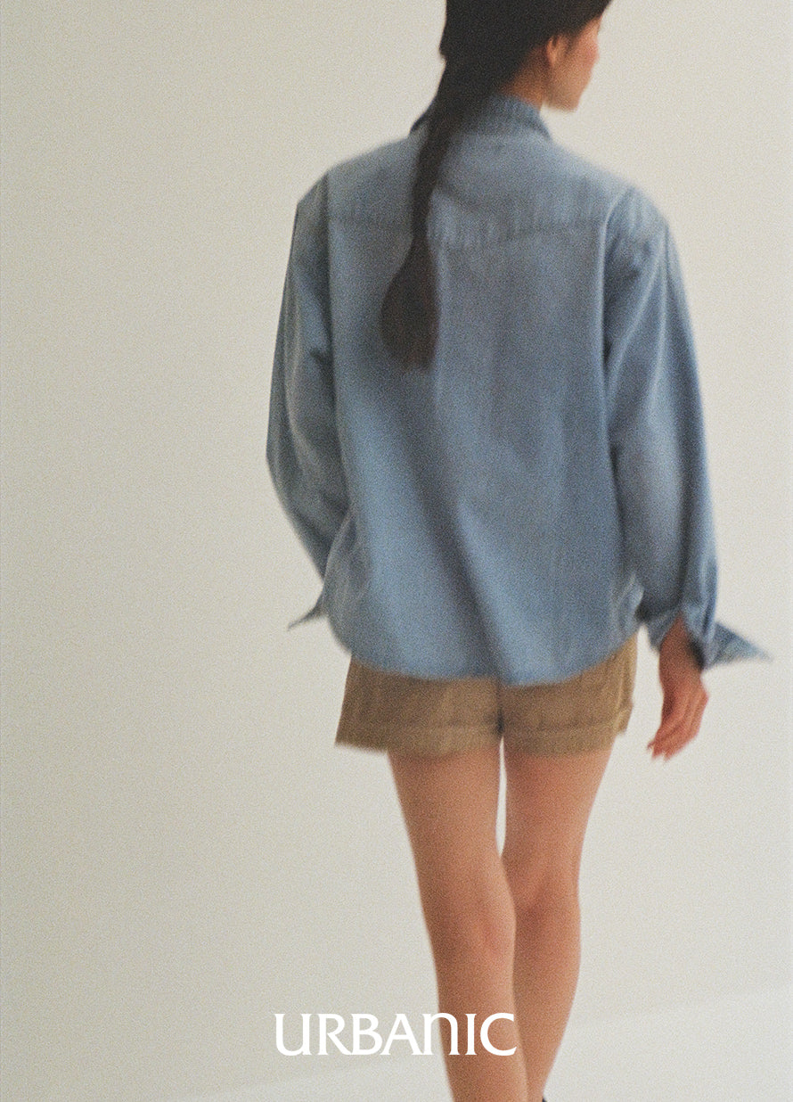 Western Denim Shirt (Light Blue)