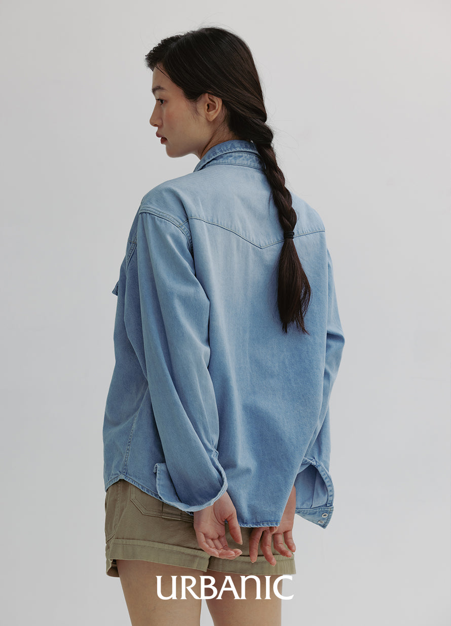 Western Denim Shirt (Light Blue)