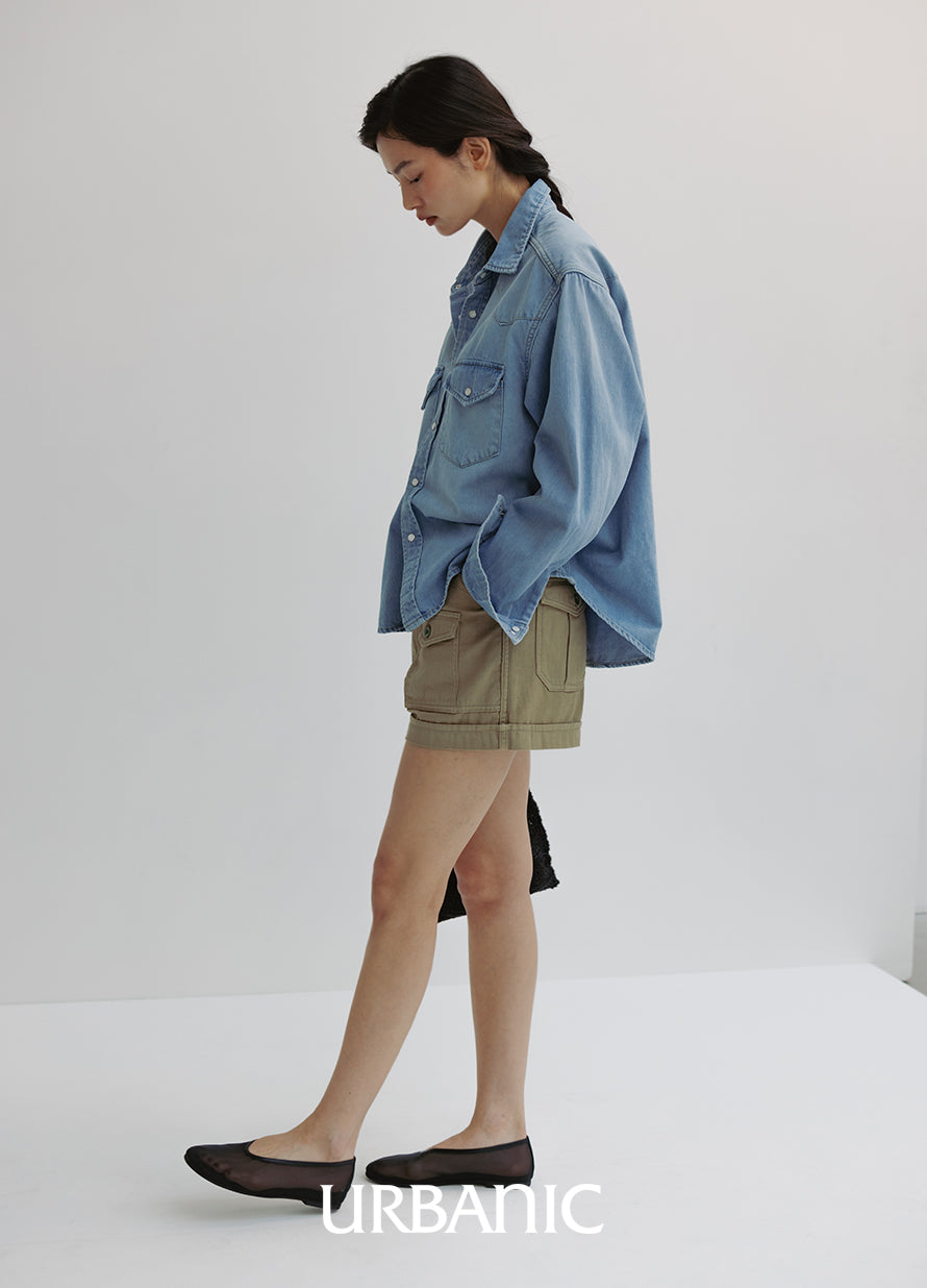Western Denim Shirt (Light Blue)