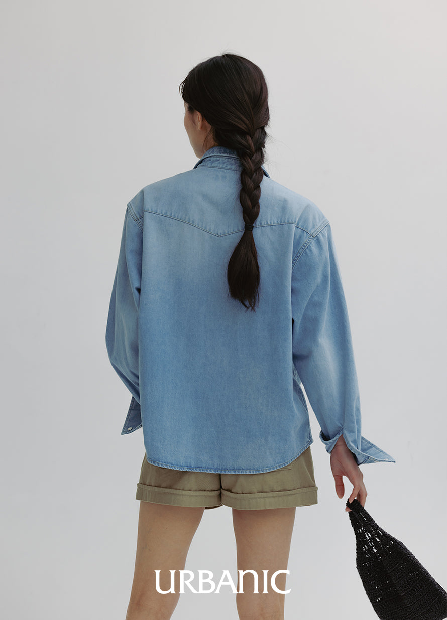 Western Denim Shirt (Light Blue)
